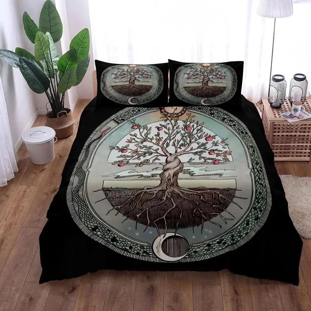 Yggdrasil Tree Of Life Comfortable Duvet Quilt Cover Pillowcase Bedding Set Children Bedroom Decoration Home Textile