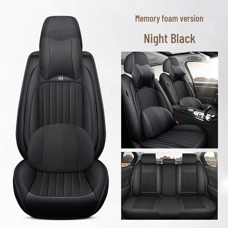 Cross-Border Universal Leather Car Seat Cover Set - Four Seasons, Five-Seater, Full Cushion.
