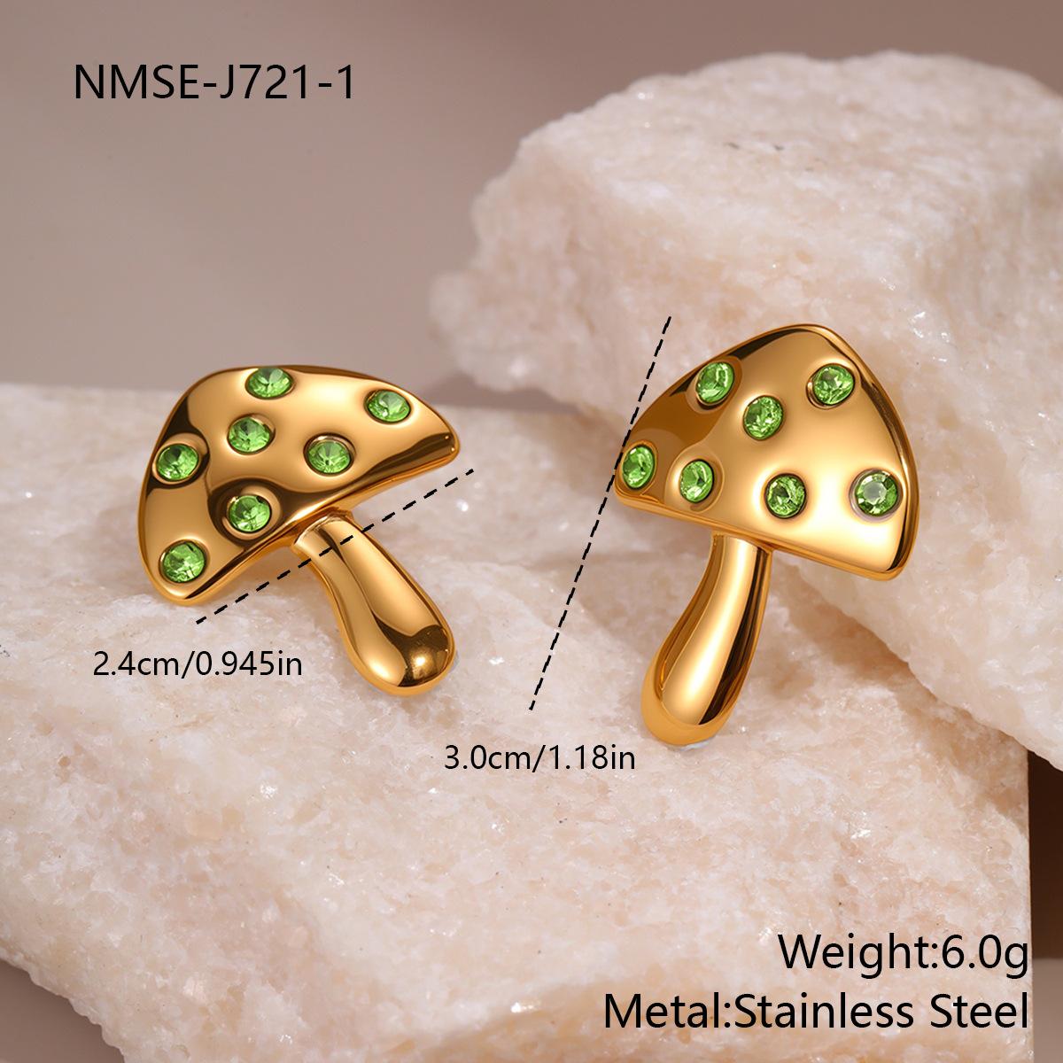 GEMCHIC Women s Mushroom Stud Earrings 18K Gold Plated Zircon Stainless Steel Fashion Jewelry