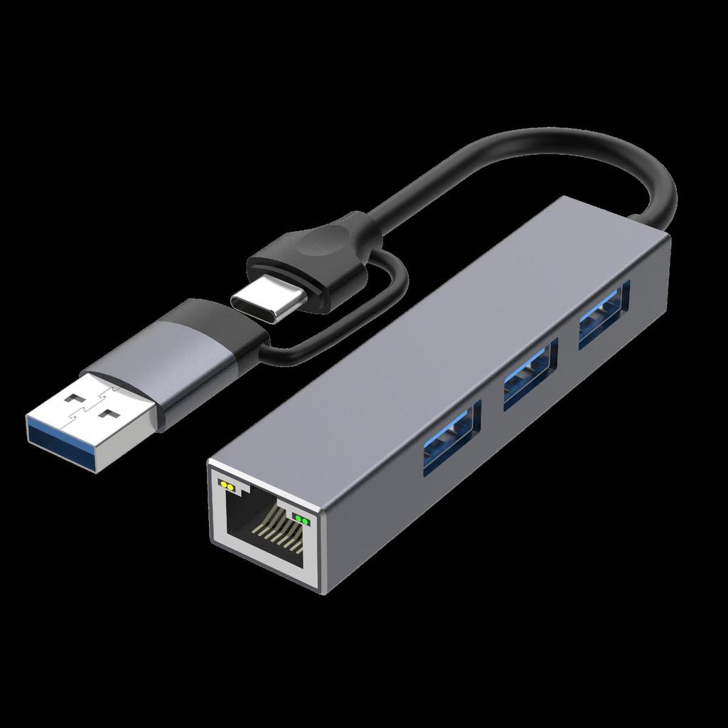 USB 3.0 Hub with Gigabit RJ45 Ethernet and 100Mbps Network Card