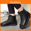 Bottes de Combat Punk Hautes à Lacets pour Femmes, Cuir PU Décontracté, Bottes Martin au Design Intemporel et de Qualité Supérieure