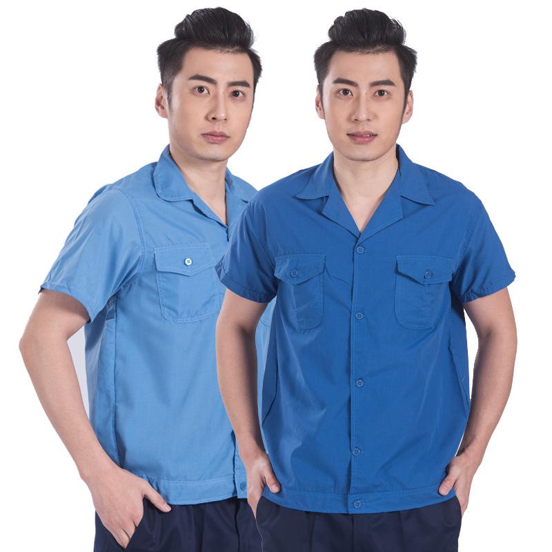 

Мужской и женский рабочий топ с коротким рукавом: Авторемонт и чистка с индивидуальной вышивкой, летний стиль XXXL светло-синий