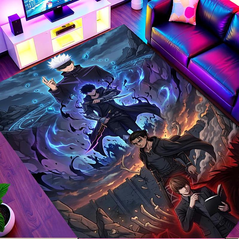 Jujutsu Kaisen Print Rug, Washable Floor Carpet, For Entryway Dorm Laundry Room Office Study, Home Decor Birthday Christmas Gift