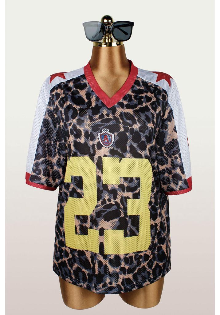 Camiseta Retro de Manga Corta con Cuello en V y Estampado de Leopardo para Mujer