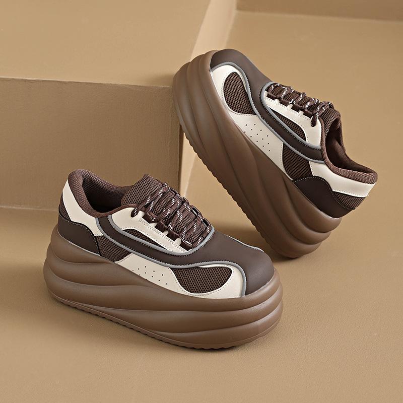 Leather platform white shoes women's 2025 summer new versatile height increase lightweight breathable board shoes casual sports shoes