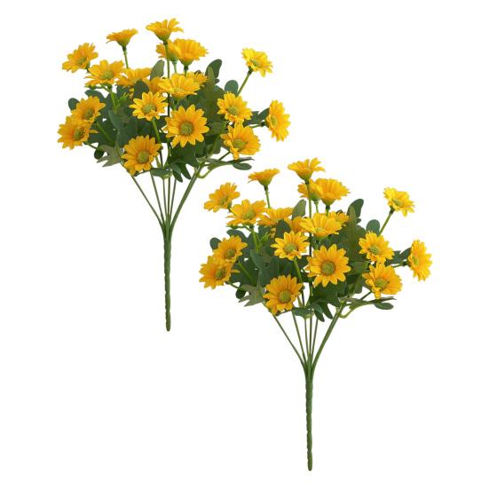 Faux Chrysanthemum Bundle UV Resistant Autumn Artificial Flowers Outdoor Realistic Faux Plants for Patio Porch Window Box Indoor Vase Decor