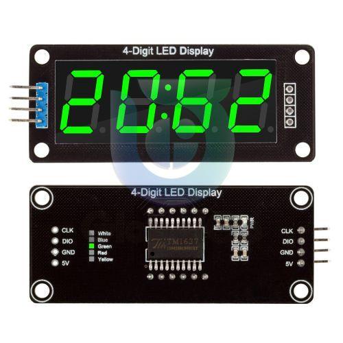 TM1637 LED-Anzeigeröhrenmodul 4 Ziffern 7-Segment-Anzeige Uhr Doppelpunktmodul für Arduino Rot Grün Blau Gelb Weiß