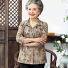 Yuzhaolin Women's Embroidered Summer Shirt for Elderly