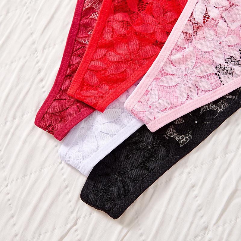 1pcs Intimate Lingerie Low Rise Sexy Women G-string Perspective Floral Panties Multi Color Breathable Ladies Thongs