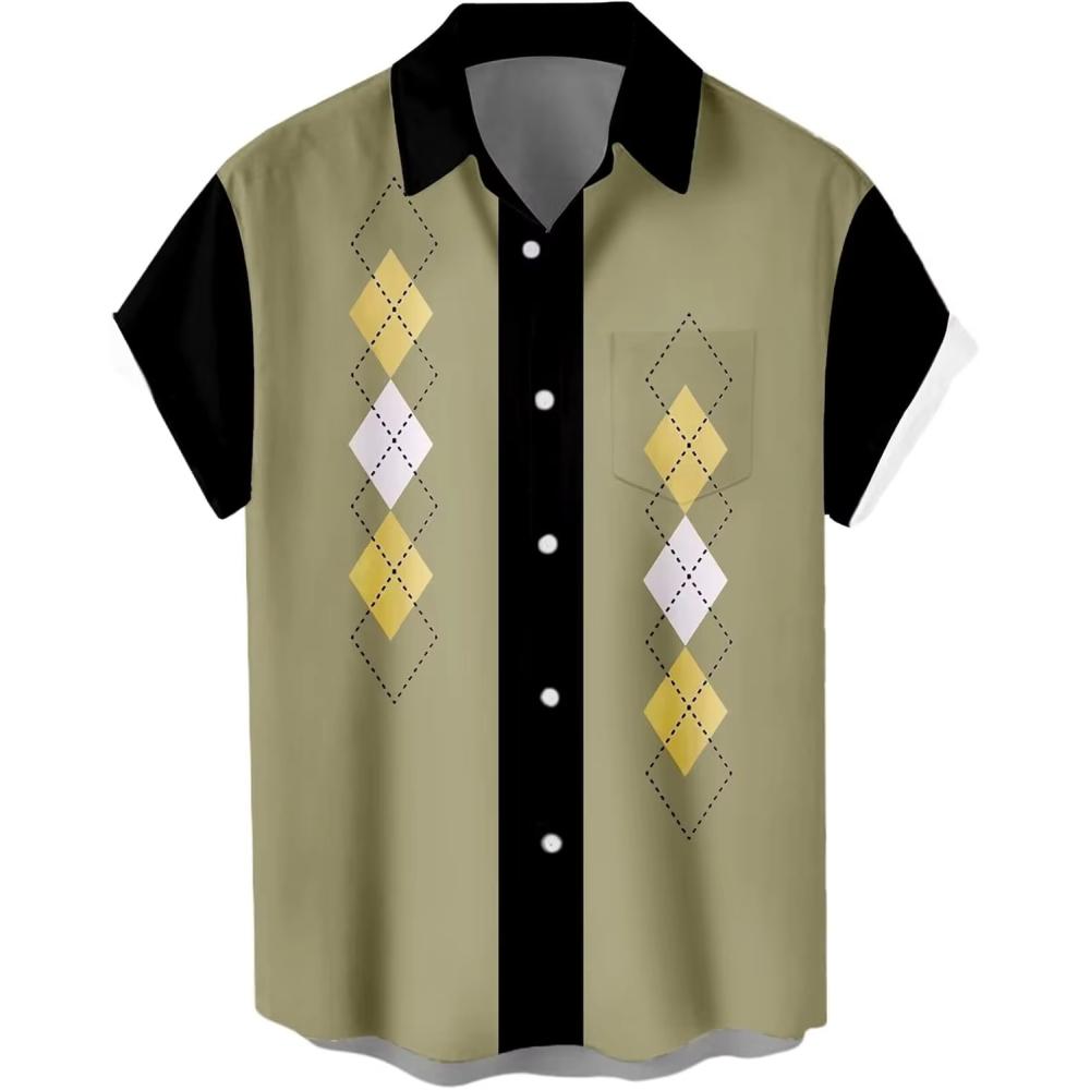 Men's Classic Striped Casual Shirt, Summer Loose Hawaiian Beach Top