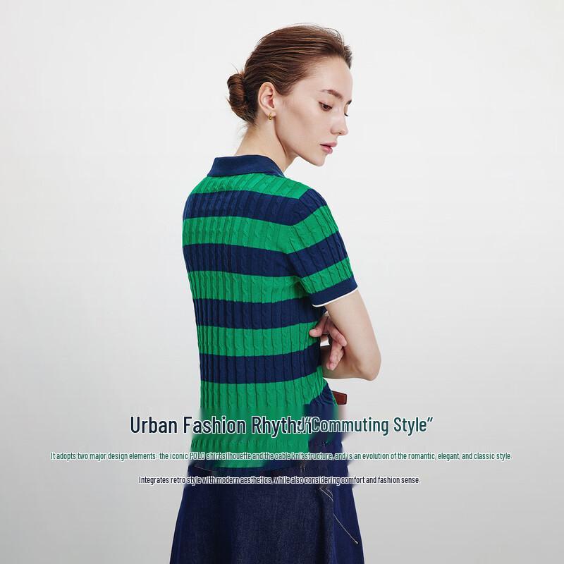 Navigare Women's Striped Knit Polo Shirt