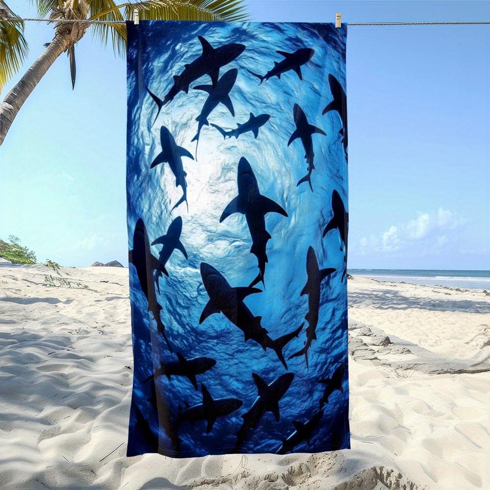 

Shark Printed Large Vacation Beach Blanket, Summer Fun for Men Women Pool Towel W30*H60(CM)