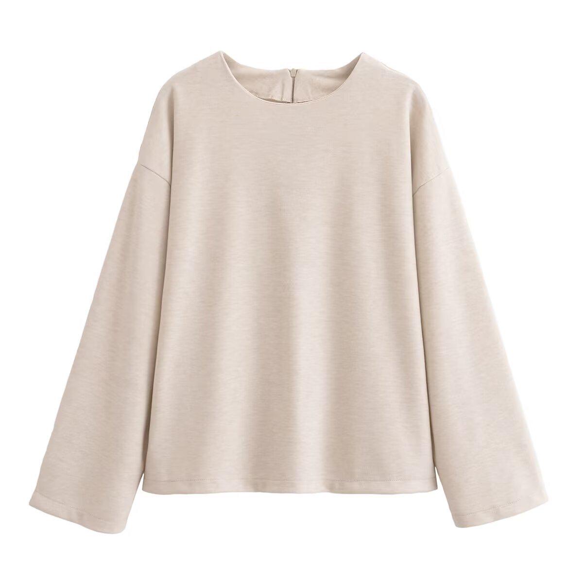 

2024 Winter Women s European & American Style Textured Round Neck Zipper Sweatshirt Medium абрикосовый