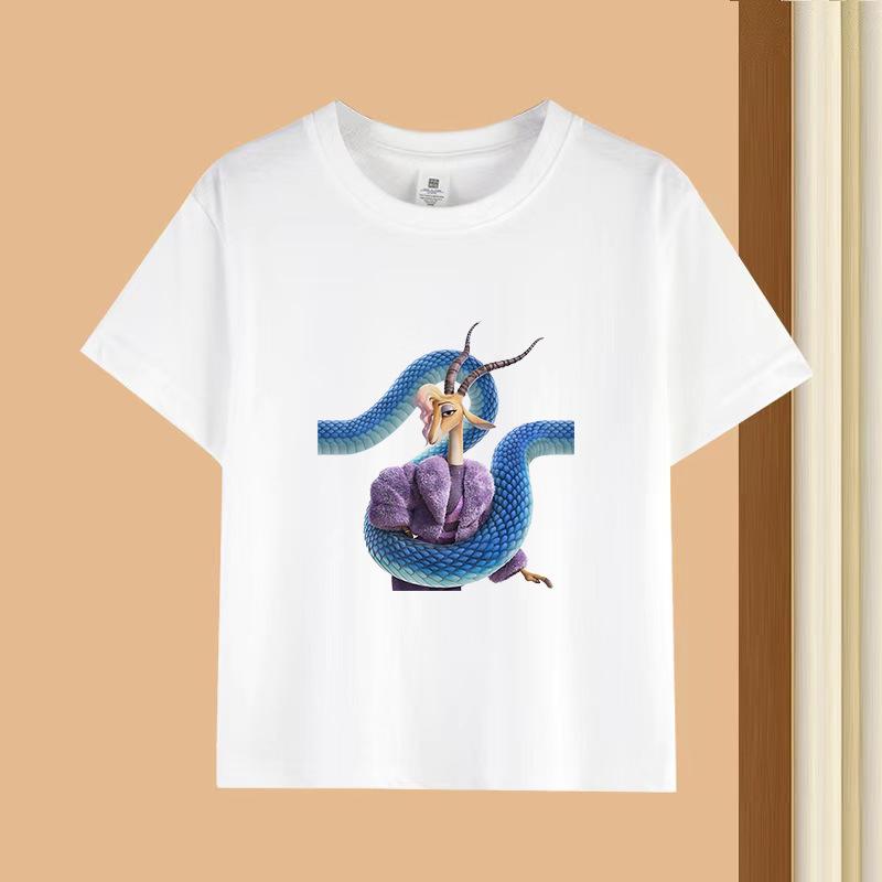 Dětské tričko s krátkým rukávem a kulatým výstřihem - 230g čistá bavlna s potiskem zvířat