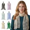 Casual Embroidered Flower Lace Scarf Breathable Mesh Lightweight Sunscreen Shawl Long Silk Scarf Spring