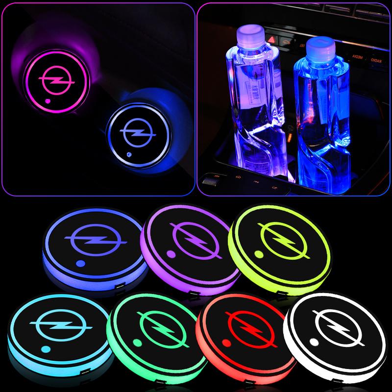AAAYN1 1/2Pcs Luminous Car Coaster Water Cup Holder Non Slip Pads Mats For Opel Astra Insignia Mokka Zafira Corsa G J Car Wheel Hubcap