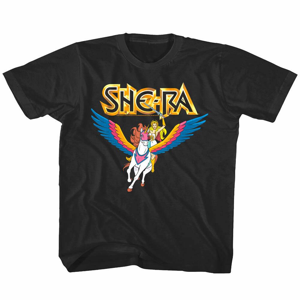 Masters of the Universe She-Ra Riding Swiftwind Unicorn Kids T Shirt Boys Girls L