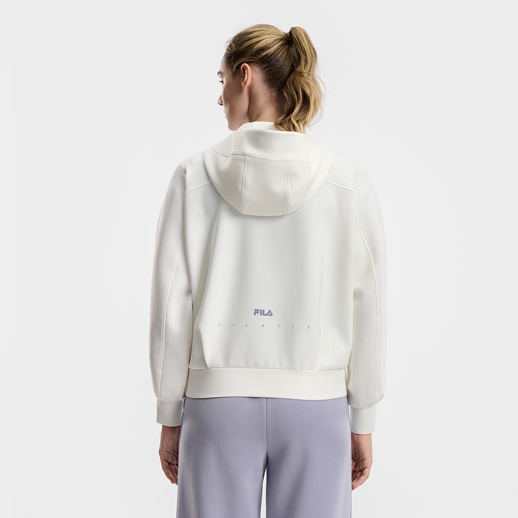 Fila Fitness Minimalist Classic Sports Training Casual Comfortable Versatile Hooded Jacket Women Jackets Cotton-Candy-White A11W611502FIV