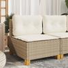 Garden Sofa Without Armrests with Cushions Beige Poly Rattan