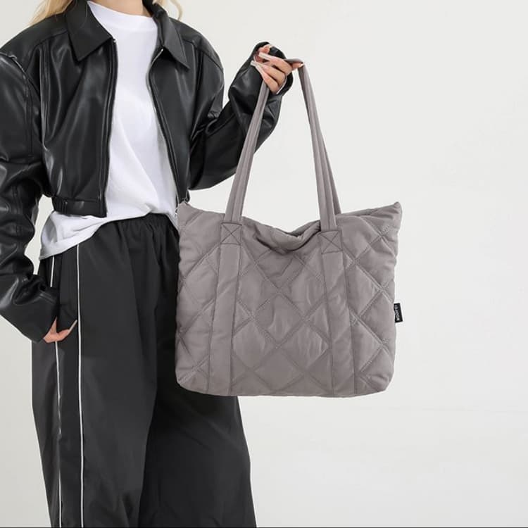 Borsa a tracolla casual da donna in piuma borsa a tote invernale a rombi