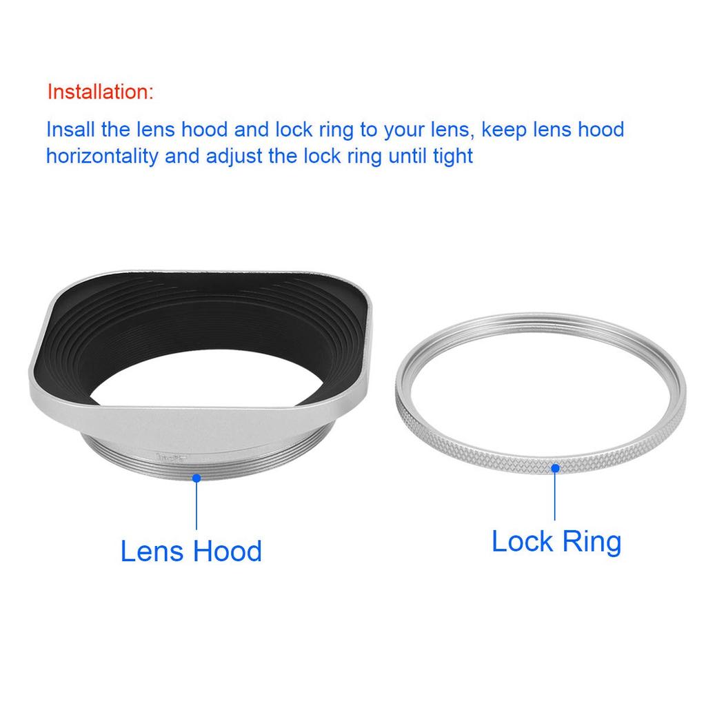 Haoge LH-W55T 55mm Square Metal Screw-in Lens Hood with Shade Design Cap for Canon, Nikon, Sony, Leica, Zeiss, Voigtlander, and Fujifilm