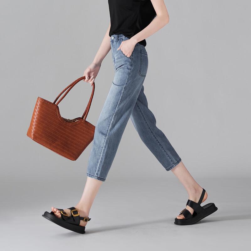 SOFSIL 2026 Summer Ramie Blend High-Waist Skinny Jeans