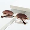 Fashionable Oval Frameless UV400 Sunglasses Durable Comfortable Street Photography Shades Glasses for Men Women