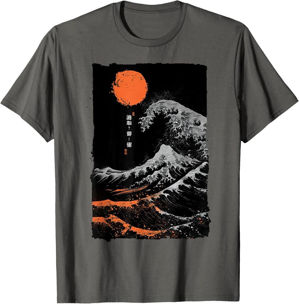 Graficzny T-shirt w Stylu Wielkiej Fali w Kanagawie Vintage Japoński Druk Artystyczny Casualowy T-shirt dla Mężczyzn