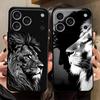 Animal Lion Pattern Case for iPhone 15 16 14 Plus XR 17Air 7 8 13 12 11 17 Pro Max XS Max Black Soft Phone Cover
