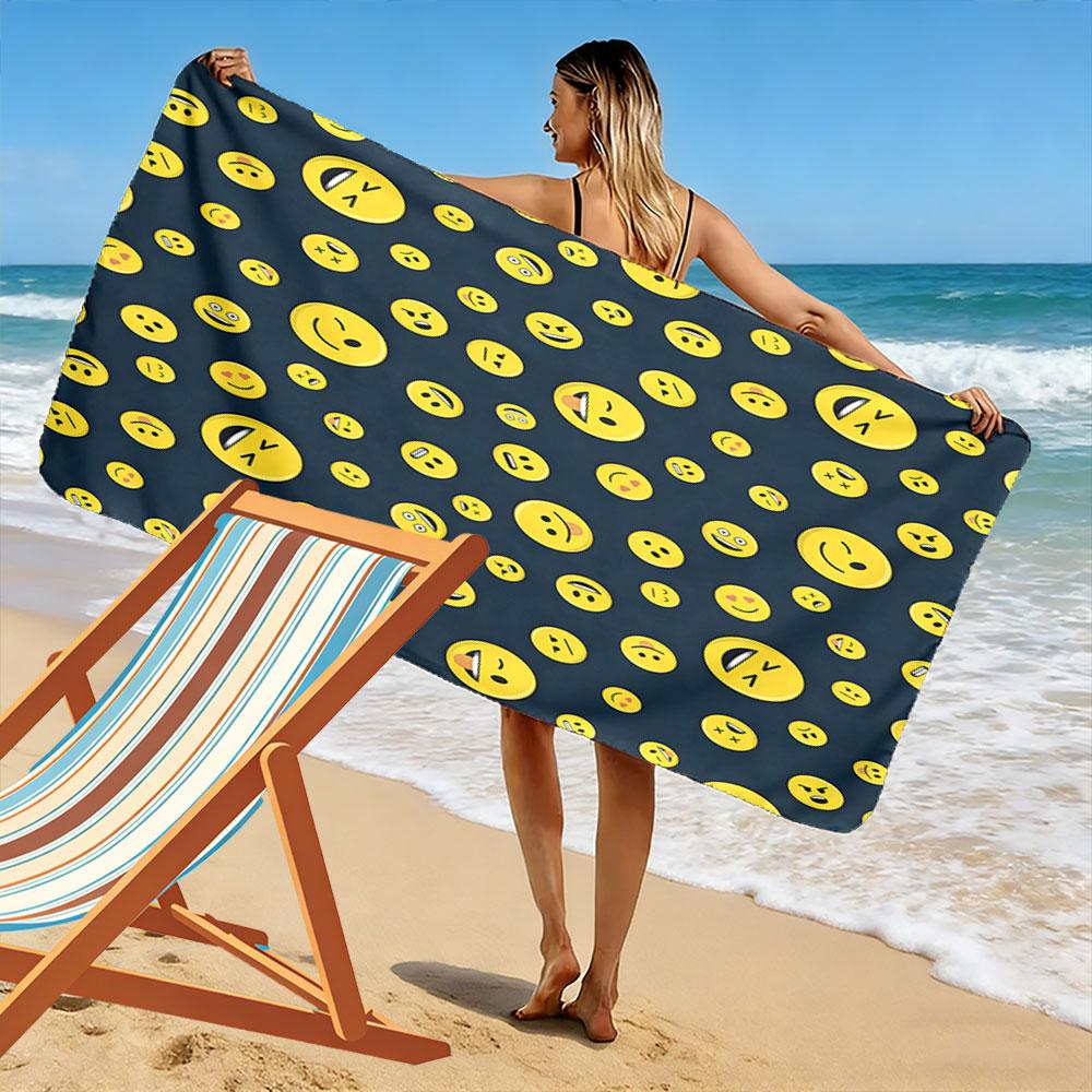 Fröhliche schwebende Ausdrücke Print Strandtuch, schnell trocknend, geeignet für Reisen, Outdoor-Sportarten, Joggen, den Strand und Schwimmen, Geschenk