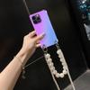 Pērļu rokassprādzes futrālis iPhone 15 Pro Max Crossbody Virves maciņi iphone 15 14 13 12 11 Plus PRO MAX XS caurspīdīgs gradienta silikona aizmugurējais vāciņš