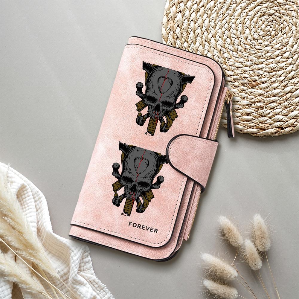 Gothic Skull Print Long Wallet Forever Casual PU Leather Multi Card Holder