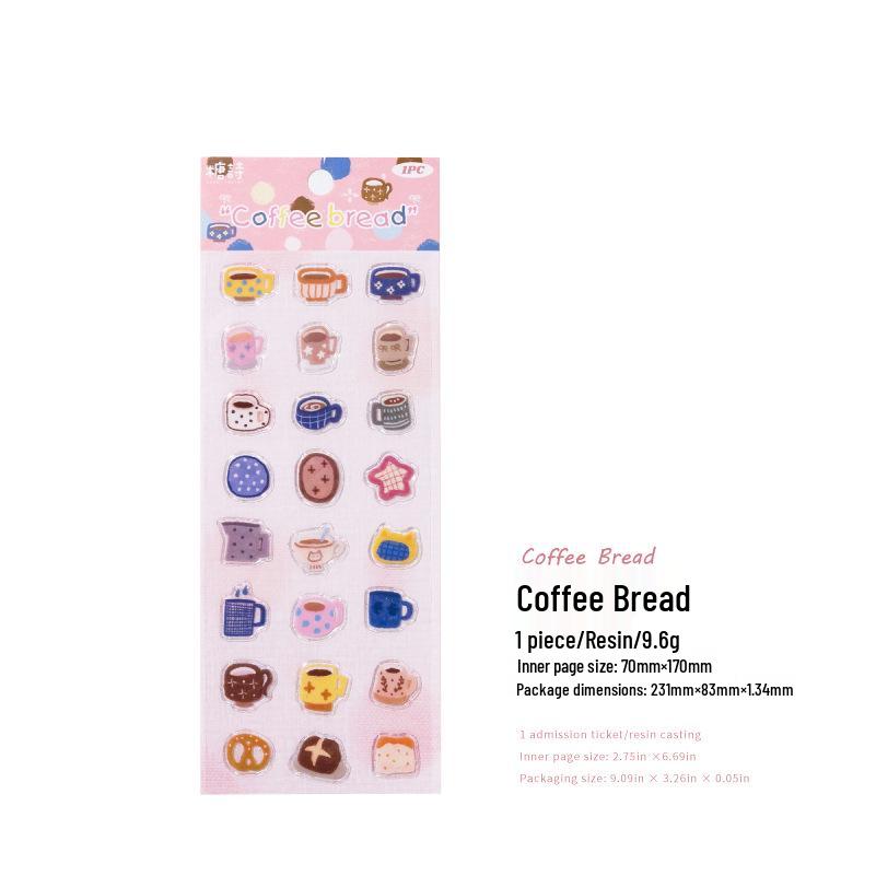 Sugar Poem Epoxy Resin Stickers: Warm Little Things Series for Children s Journals - 4 Cartoon Styles