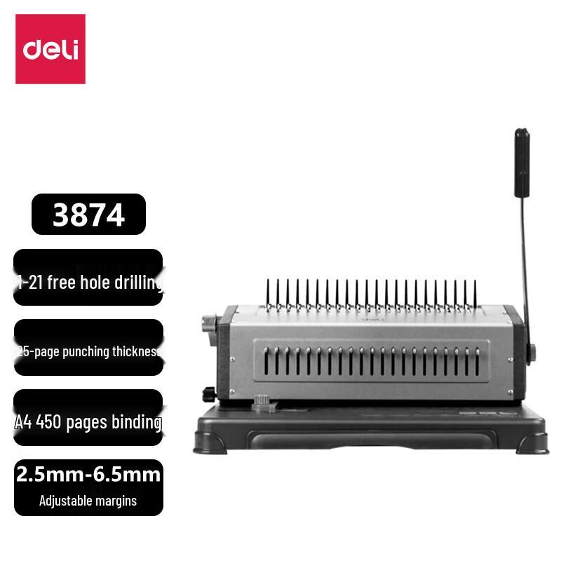 Deli 3874 21-Hole Comb/Strip Binding Machine