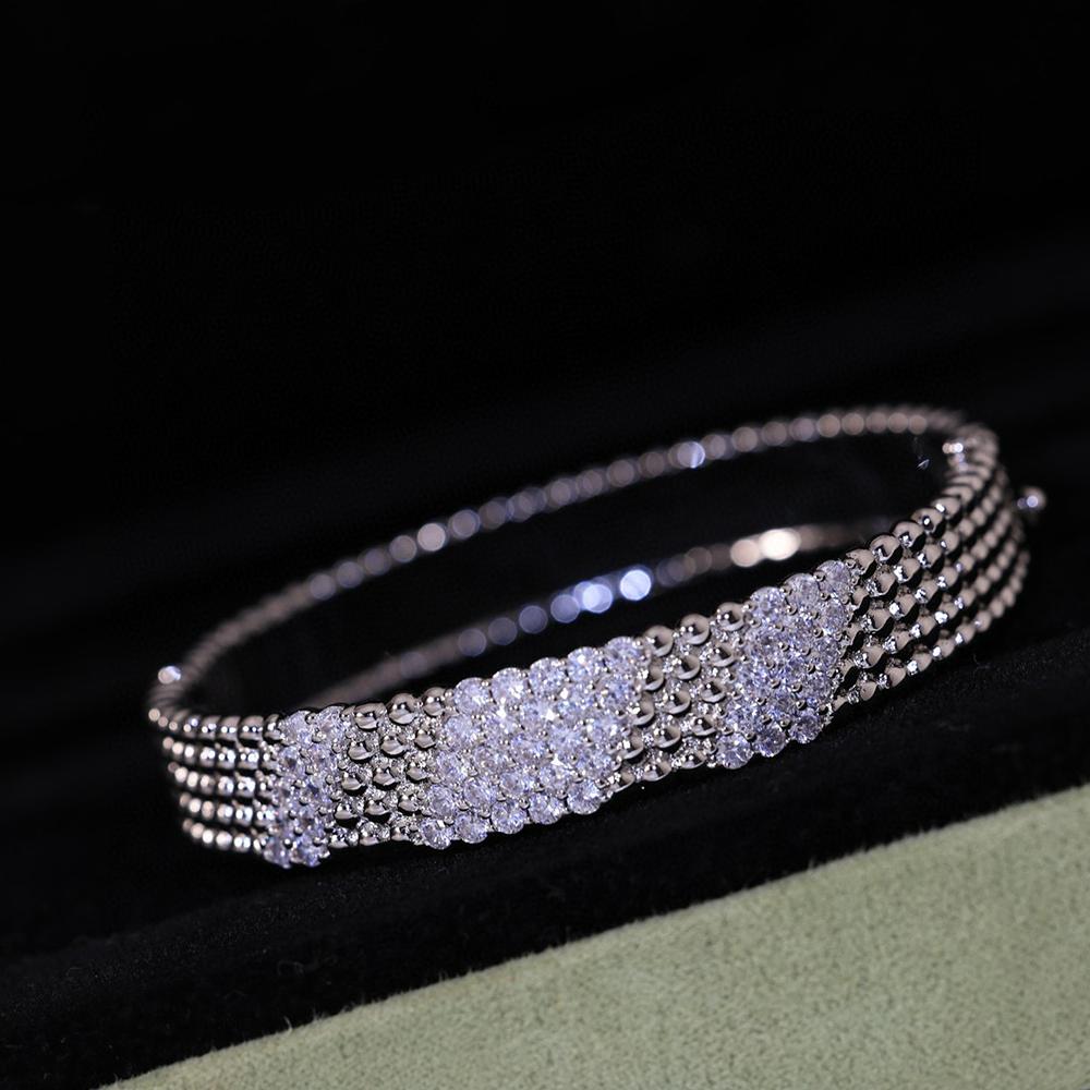 

Luxury Designer Pure 925 Sterling Silver Jewelry for Women Bead Bangle Rose Gold Diamond Design Wedding Jewelry Engagement Brace