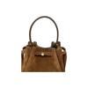 Tory Burch Romy Gold Hardware Split Cowhide Leather Crossbody Tote Bag Women's Brown