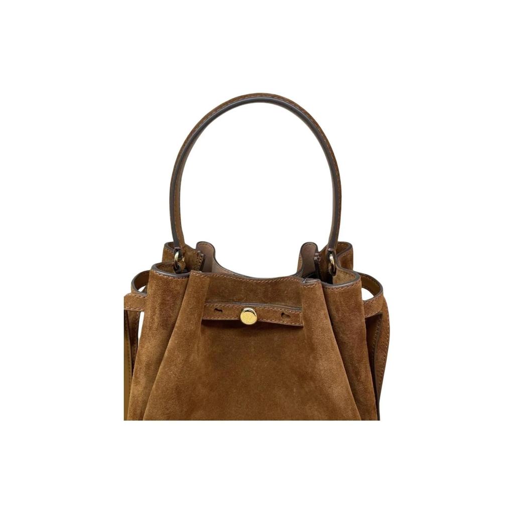 Tory Burch Romy Gold Hardware Split Cowhide Leather Crossbody Tote Bag Women's Brown