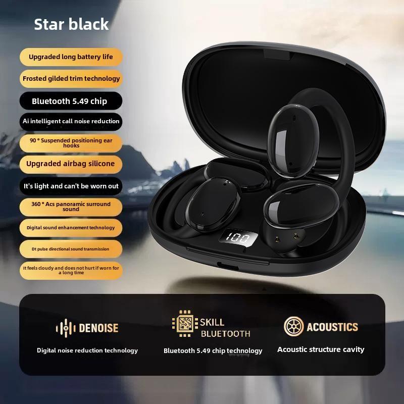 

Наушники Earless OWS Bluetooth, спортивные наушники с длительным сроком службы и шумоподавлением чёрный