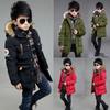 Boy Child Coats Kids Down Jacket Winter Warm Fur Collar Hooded Coat Thicken Padded Cotton Clothes