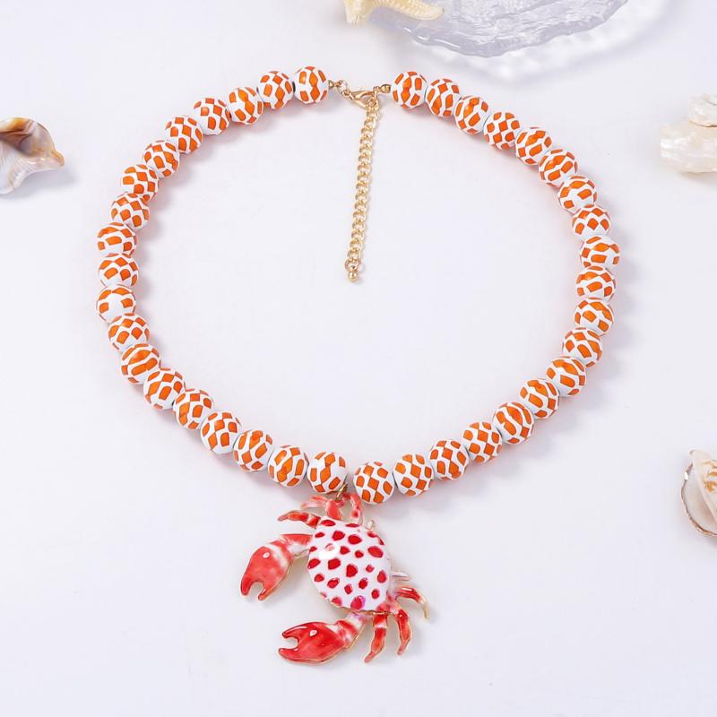 Women'S Acrylic Red Crab Pendant Necklaces Pool Accessories Ocean Style Crab Hip Hop Necklace Pendant Party Jewelry Decor