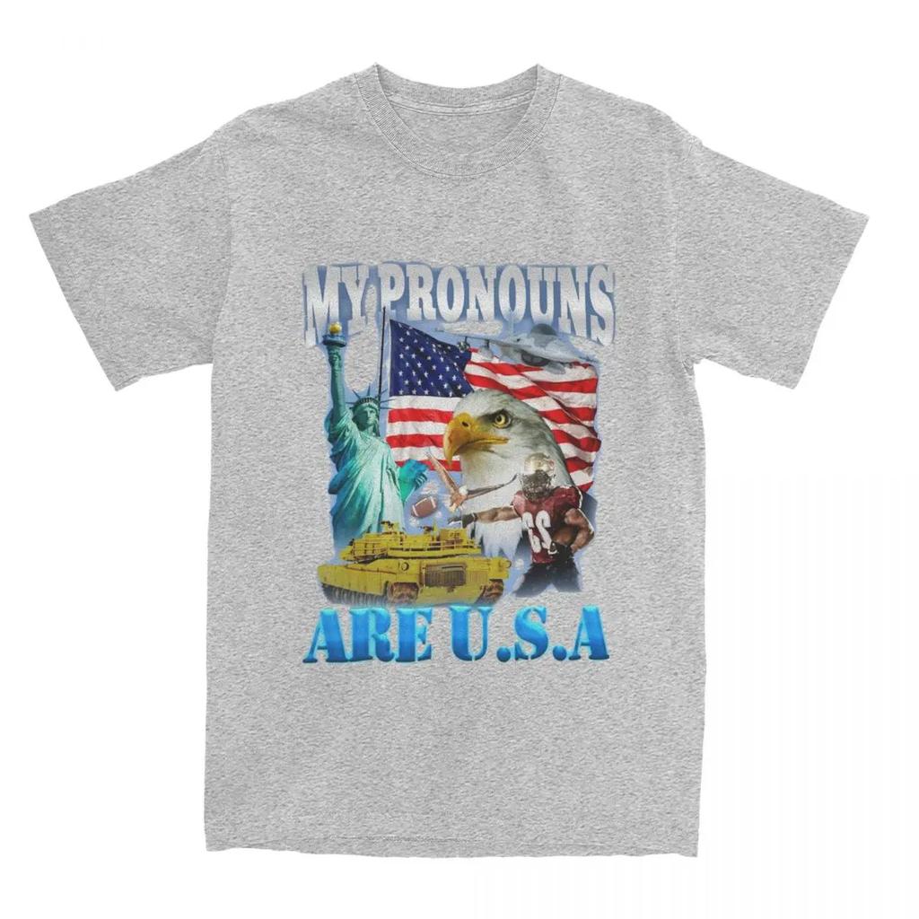 My Pronouns Are USA Funny Meme for Men Women T Shirt United States American Apparel Leisure Tee T-Shirts Cotton Clothes