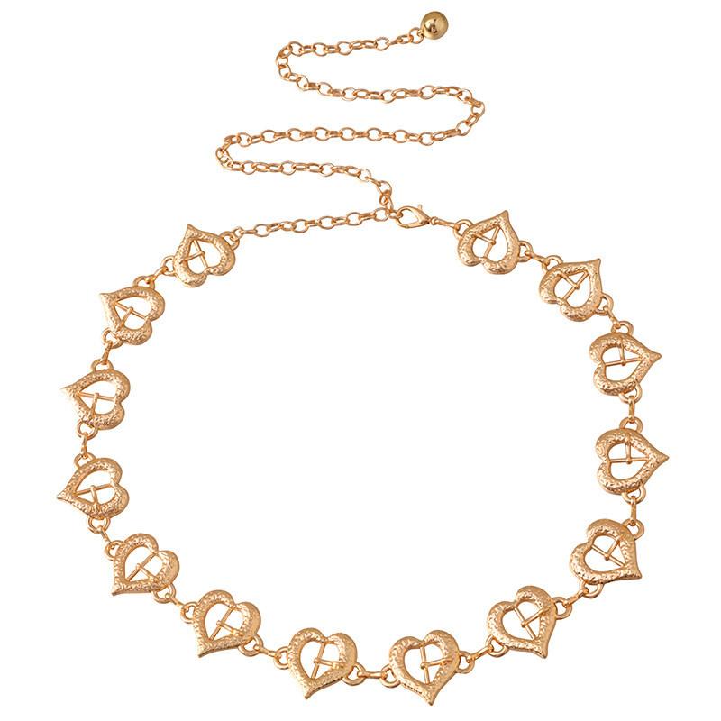 Heart Trendy Shaped Metal Waist Chain With Hollow Buckle For Women Accessory