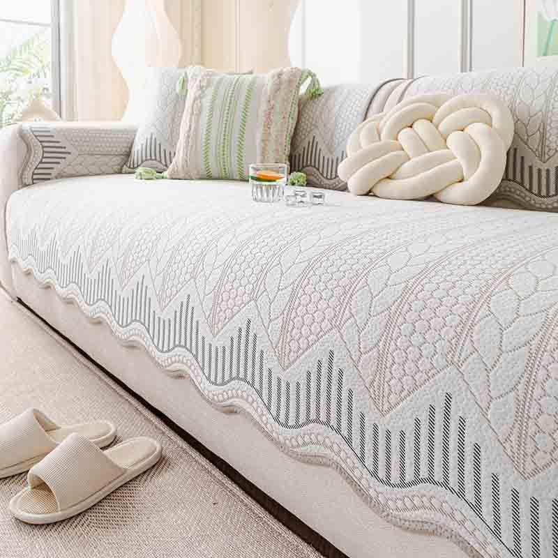 

French Special-Shaped Ice Silk Sofa Cushion New Summer Straight-Lined One-Piece Seat Cushion Summer Anti-Slip Cover Cloth Towel 70*70cm