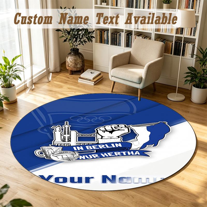 Round Rug Custom Namehertha Bsc Pattern Non Slip Carpet Home Floor Decor