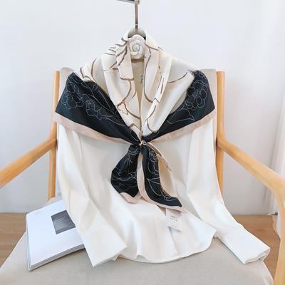 90CM Four Seasons Square Large Square Scarf Luxury Decorative Shirt Professional Headscarf Hairband Sunscreen Headscarf