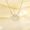 Vintage Stainless Steel Pendant Necklace for Unisex Exaggerated Shiny Sun Moon Geometric Necklace Elegant Party Jewelry Gifts