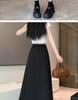 Summer 2025 Women's Black A-Line Pleated Umbrella Skirt - Flattering, Long, and Trendy