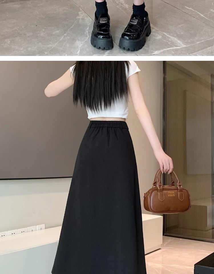 Summer 2025 Women's Black A-Line Pleated Umbrella Skirt - Flattering, Long, and Trendy