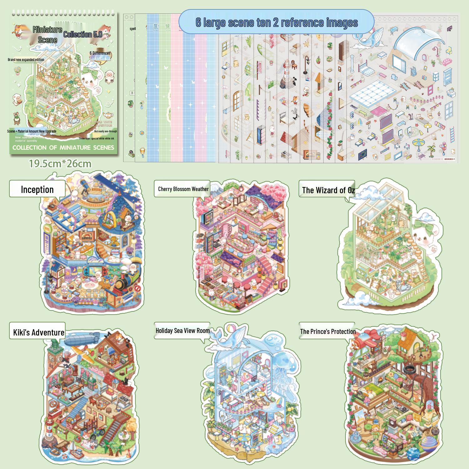Stackable 3D Houses: Cute Miniature Scene Sticker Book, Foggy Town Series 5.0, Quiet Style.