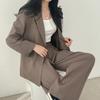 Women Spring Autumn Suit Coat Lapel Long Sleeve Flap Pockets Solid Color Loose Fit Casual Blazer Workwear